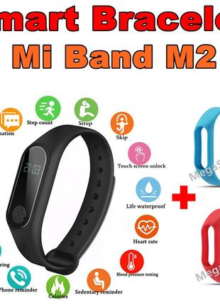 Фітнес браслет трекер mi band m2 з тонометром, жіночі чоловічі розумні смарт годинник m2bp