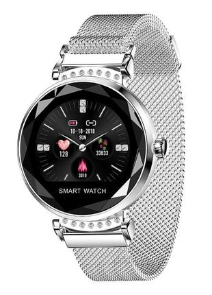 Женские умные смарт-часы smart watch с фитнес трекером, пульсометром и шагомером для спорта н-2с серебристые