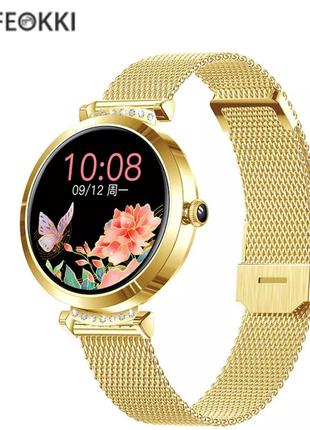 Женские умные смарт часы smart watch efi70-g золотистые. фитнес браслет трекер