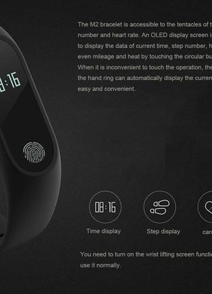 Фітнес браслет трекер mi band m2 з тонометром, жіночі чоловічі розумні смарт годинник m2bc9 фото