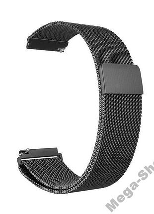 Металевий ремінець браслет для годинника міланська петля smart watch 20 мм чорний