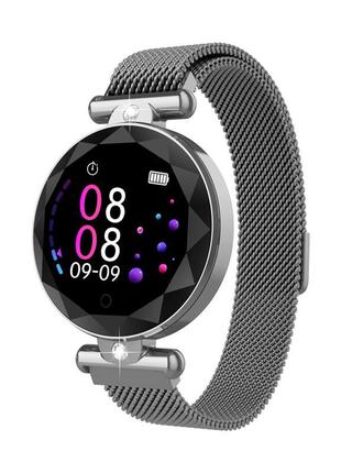 Жіночий розумний смарт годинник smart watch s-886v з тонометром пульсометром сріблястий