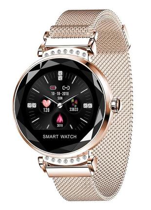Женские умные смарт часы smart watch н-2с золотистые. фитнес браслет трекер