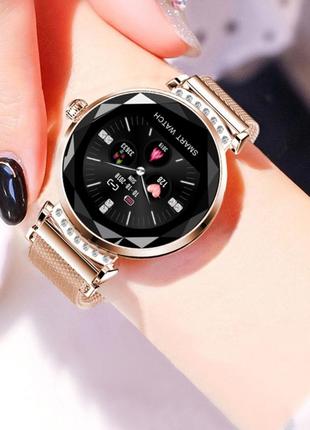 Жіночі смарт-годинник smart watch н-2с золотисті. фітнес браслет трекер9 фото