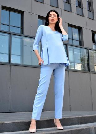 Класичний костюм для вагітних та годування, блакитний6 фото