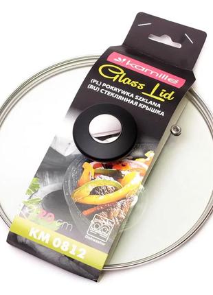 Km-0812 кришка скляна kamille 20см з металевим обідком