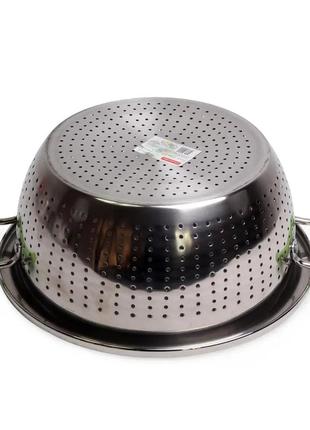 Km-4357 друшляк kamille зелений 22см з двома силіконовими ручками з нержавіючої сталі