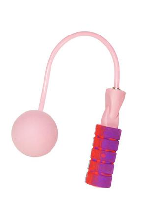 Скакалка для прыжков с шариками утяжелителями, розовый3 фото