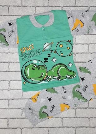 Теплая детская пижама "дино". пижамка с начесом динозавр для детей