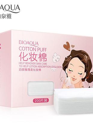 Нетканные салфетки для очищения кожи и снятия макияжа bioaqua cotton puff(200 шт)