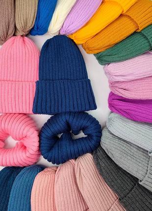 Теплая зимняя шапка и снуд, теплый зимний комплект, теплая шапка, швпка и шарф1 фото