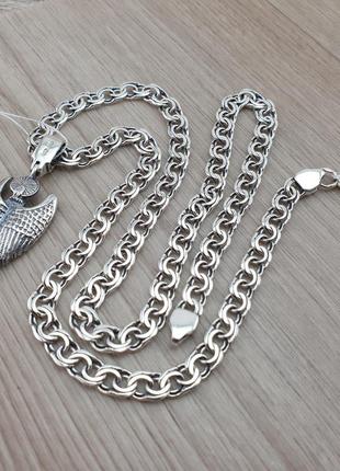 Серебряная цепочка бисмарк для мужчины с кулоном "архангел" из серебра 925, серебро для мужчин8 фото