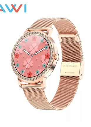 Жіночий сенсорний розумний смарт годинник smart watch 8p золотистий. фітнес браслет трекер