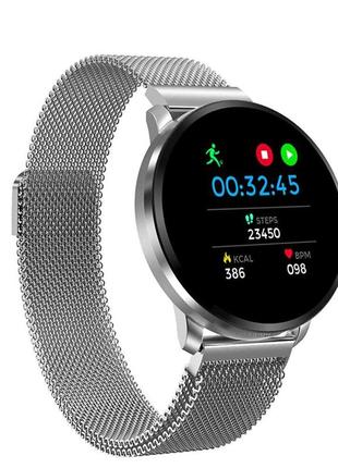 Сенсорные умные смарт часы smart watch d68 серебристые с тонометром пульсоксиметром1 фото
