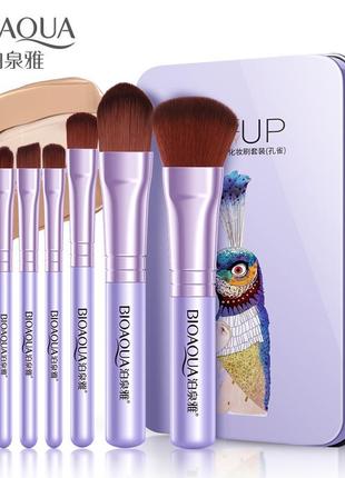 Набор кистей в металлической коробке bioaqua makeup brush set violet (7шт)