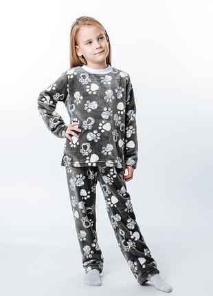 Теплая плюшевая пижама домашний костюм лапки