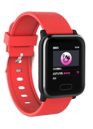Смарт часы smart watch hi16 фитнес браслет женские мужские умные часы трекер красные