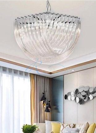 Люстра з прозорого скла на хромовій основі 60 см