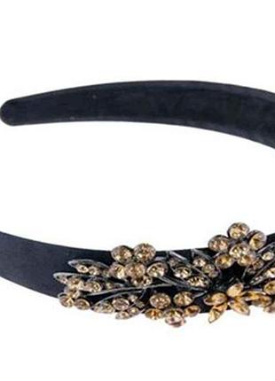 Обруч текстиль, коричневий з камінням h346004 тм китай