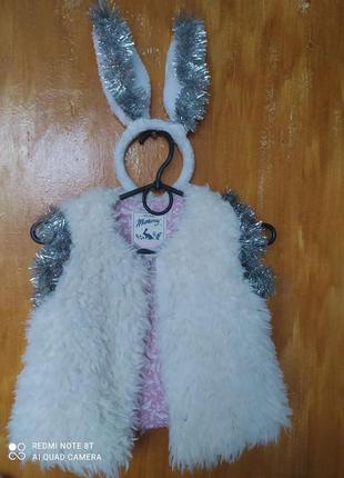 Новогодний костюм зайчика 2 3 года пуштстая жилетка овечка рождественский рождество новый год1 фото