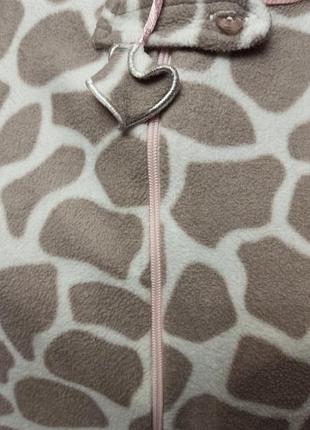 Теплая пижама кигуруми кенгуруми из флиса пижама слип животный принт жираф домашней одежды4 фото