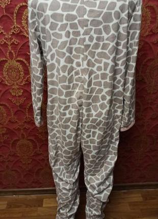 Теплая пижама кигуруми кенгуруми из флиса пижама слип животный принт жираф домашней одежды3 фото