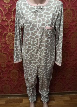 Теплая пижама кигуруми кенгуруми из флиса пижама слип принт жираф домашней одежды1 фото
