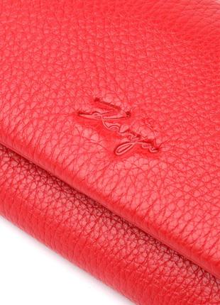 Цікавий місткий жіночий гаманець із натуральної шкіри karya 21178 червоний3 фото