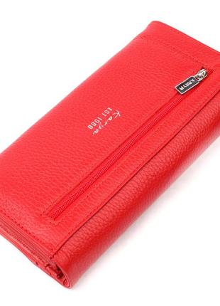 Цікавий місткий жіночий гаманець із натуральної шкіри karya 21178 червоний2 фото