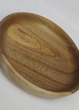 Тарілка для подачі дерев'яна, горіх d 18 см, висота 3.8 см2 фото