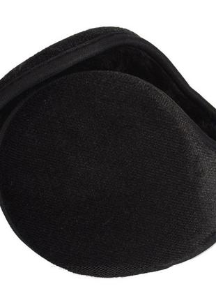 Зимові навушники флісові чорні потиличні з хутром d-12 см