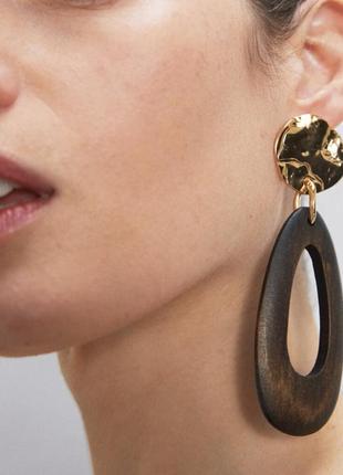 Жіночі сережки-підвіски zara асиметричні.