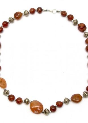 Ожерелье из агата и металла (28 см)