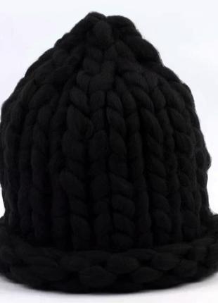 Шапка хельсинки крупной вязки черная, унисекс wuke one size1 фото