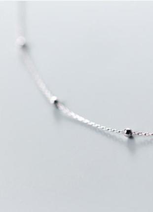 Чокер серебряный с маленькими шариками, короткая цепочка, серебро 925 пробы и позолота, длина 36+5 см6 фото