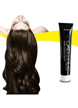 Стойкая крем краска для волос тёмный блонд 6.0 εxclusive hair color cream 100 мл2 фото