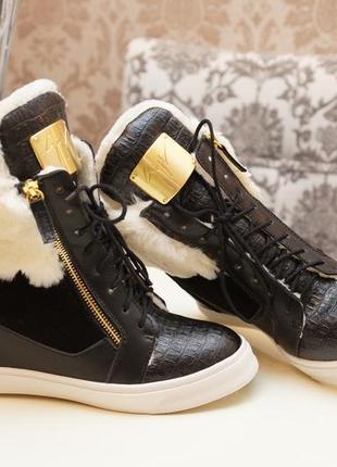 Фактурные сникерсы в черном цвете giuseppe zanotti2 фото