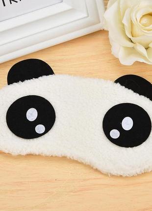 Маска для сну плюшева "панда - 6". пов'язка на очі дитяча. наглазна маска для жінок7 фото