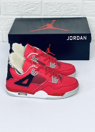 Кросівки хайтопи nike air jordan 4 retro червоні жіночі чоловічі джордани