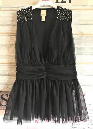 Богемная блузка топ с фатином и бусинами jeane blush