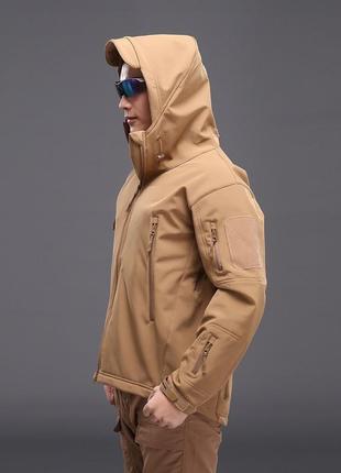Тактическая куртка pave hawk ply-6 sand khaki 3xl мужская однотонная с капюшоном3 фото