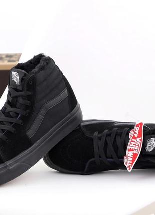 Чоловічі зимові кеди vans winter black з хутром3 фото