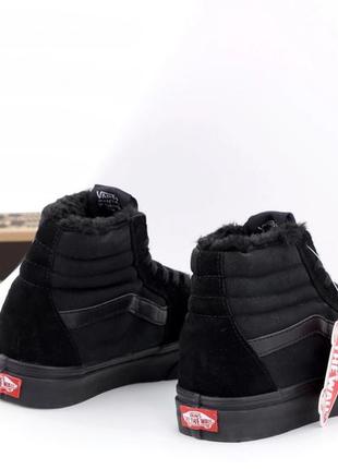 Чоловічі зимові кеди vans winter black з хутром4 фото