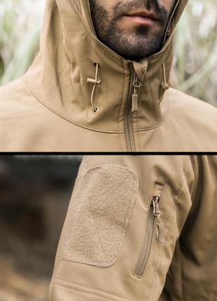 Тактична куртка pave hawk ply-6 sand khaki l чоловіча військова на флісі з капюшоном осінь-зима4 фото