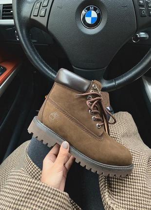 Зимові жіночі черевики timberland brown з хутром4 фото