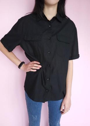 Рубашка женская однотонная  boohoo черная4 фото