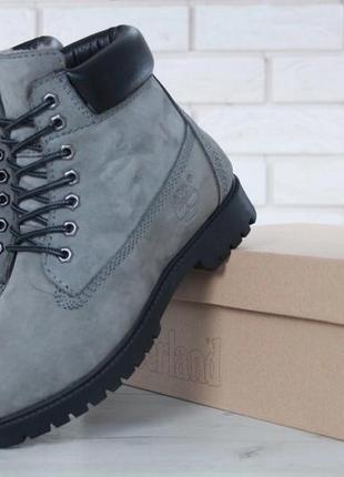 Зимние женские ботинки timberland grey с натуральным мехом1 фото