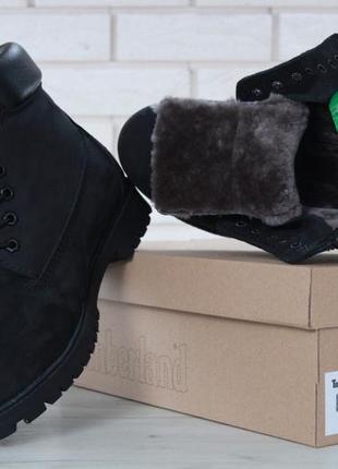 Зимові жіночі черевики з натуральним хутром timberland black fur4 фото