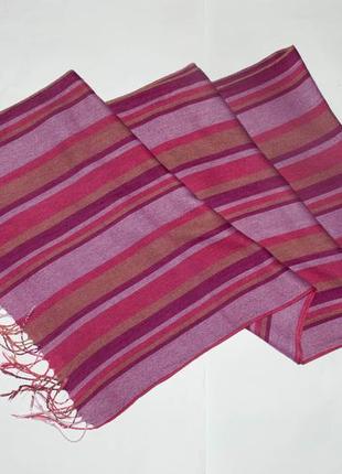 Naomi campbell великий шарф в смужку, смугастий бордовий рожевий фіолетовий, бузковий3 фото
