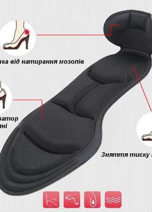 Устілки з масажними зонами anti-slip black розмір 35-39 стельки женские